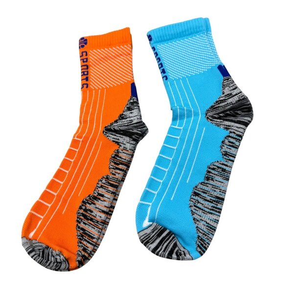 Set of 2 pairs Colorful Athletic Crew Socks Design Unisex Fit XL Sports READ NEW - Picture 1 of 5